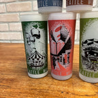 Vintage Seattle World's Fair Drinking Glass Lot of Six (6) 1962 Frosted Tall Tumblers Space Needle