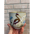 Antique Victorian Orante Storck Bird Shaving Mug Ladies Gold Rim