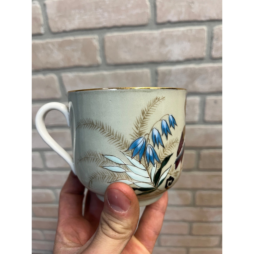 Antique Victorian Orante Storck Bird Shaving Mug Ladies Gold Rim