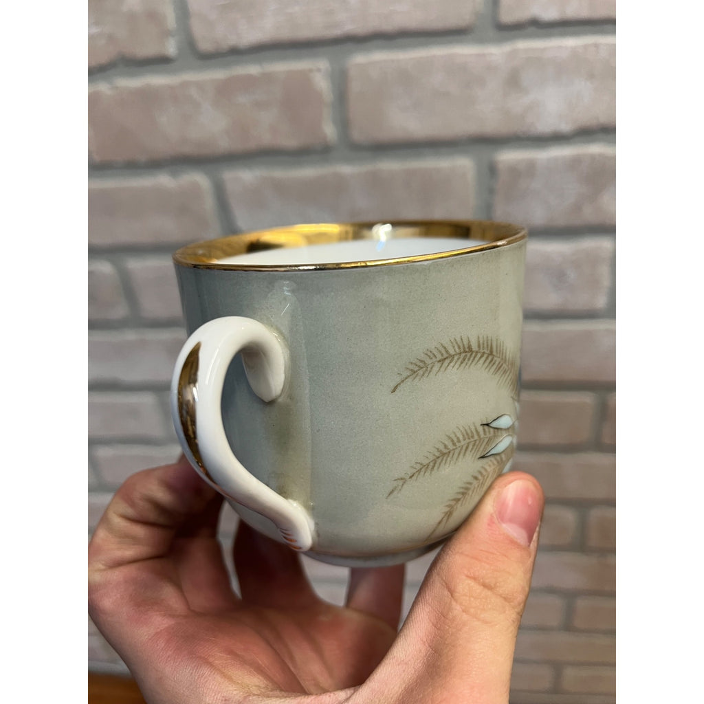 Antique Victorian Orante Storck Bird Shaving Mug Ladies Gold Rim