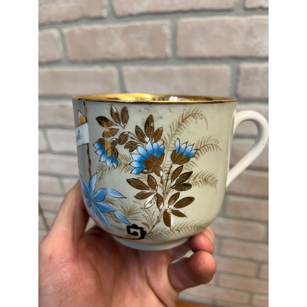 Antique Victorian Orante Storck Bird Shaving Mug Ladies Gold Rim