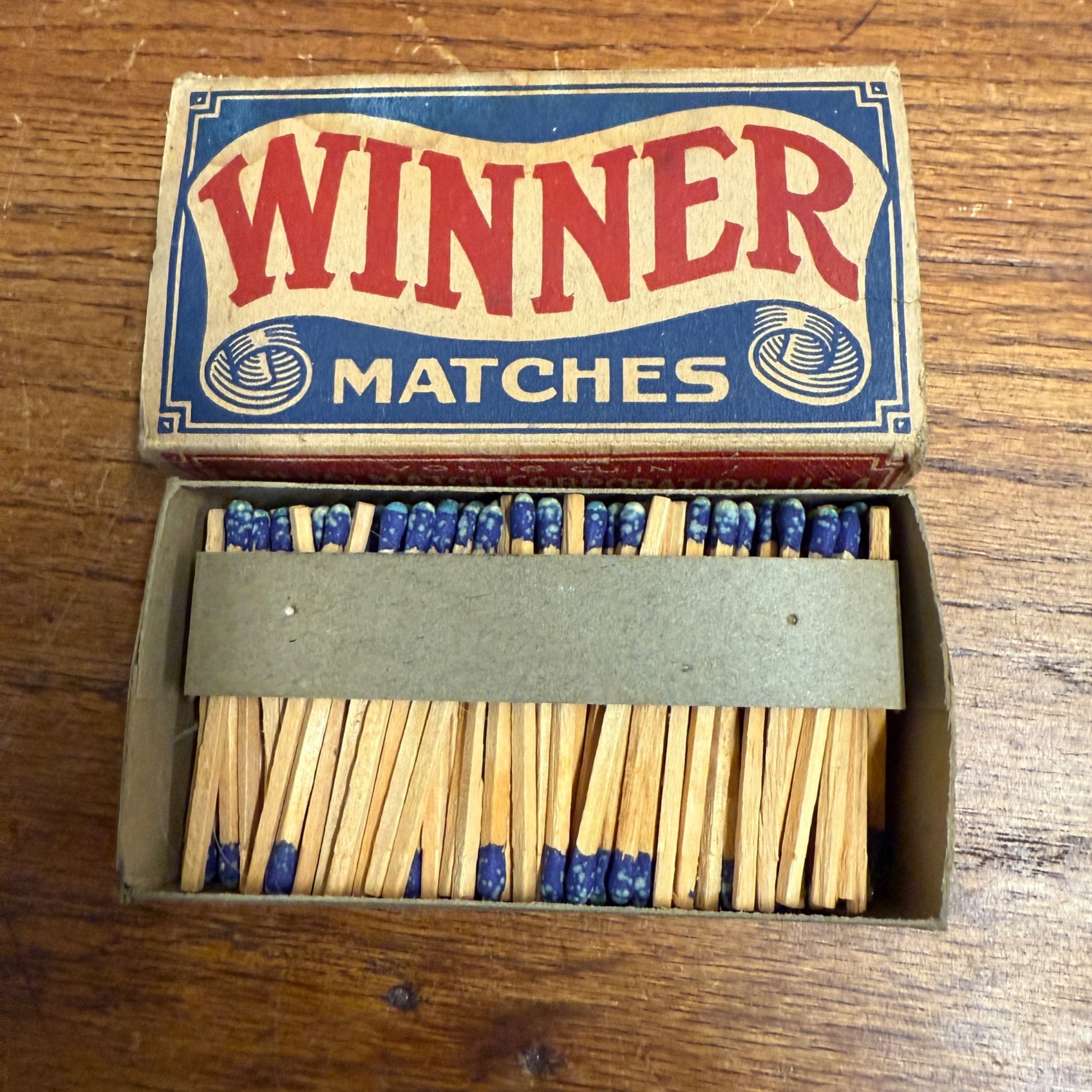 Vintage Winner Matches Advertising Match Box w/ Matches Grocery Decor
