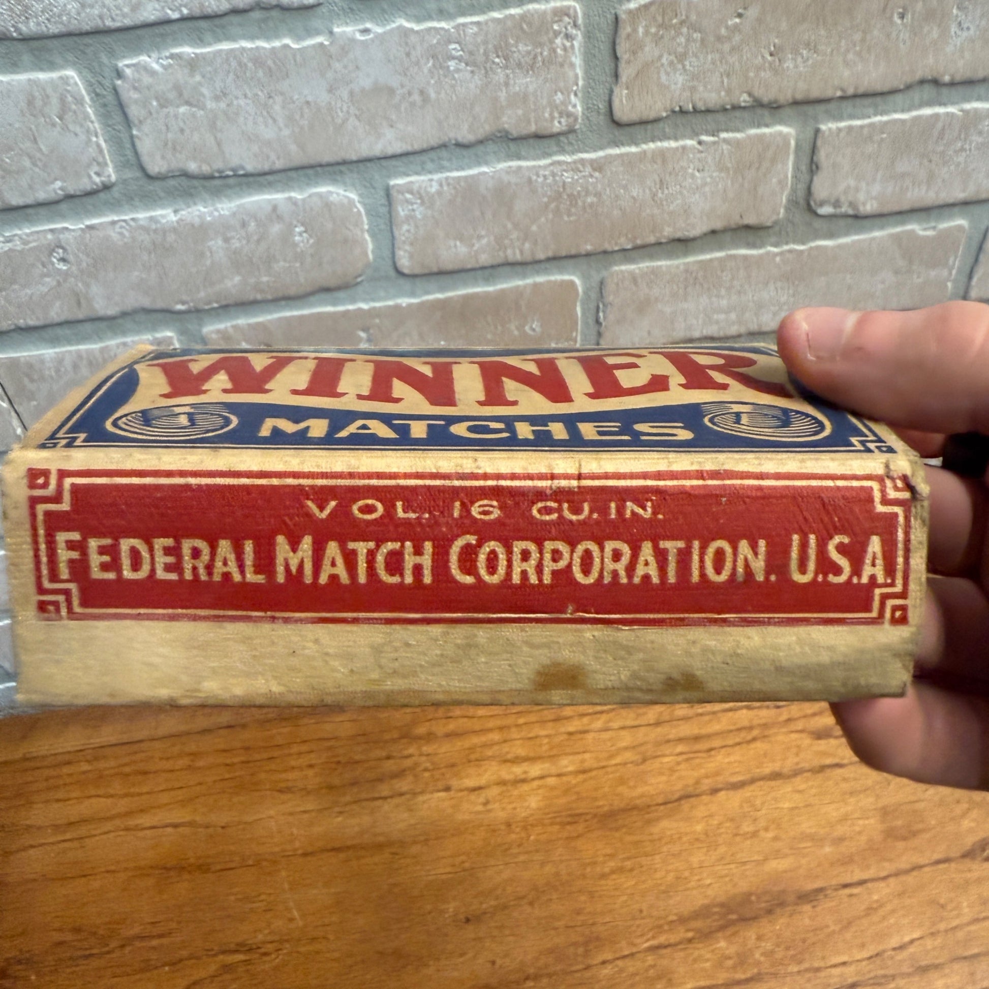 Vintage Winner Matches Advertising Match Box w/ Matches Grocery Decor