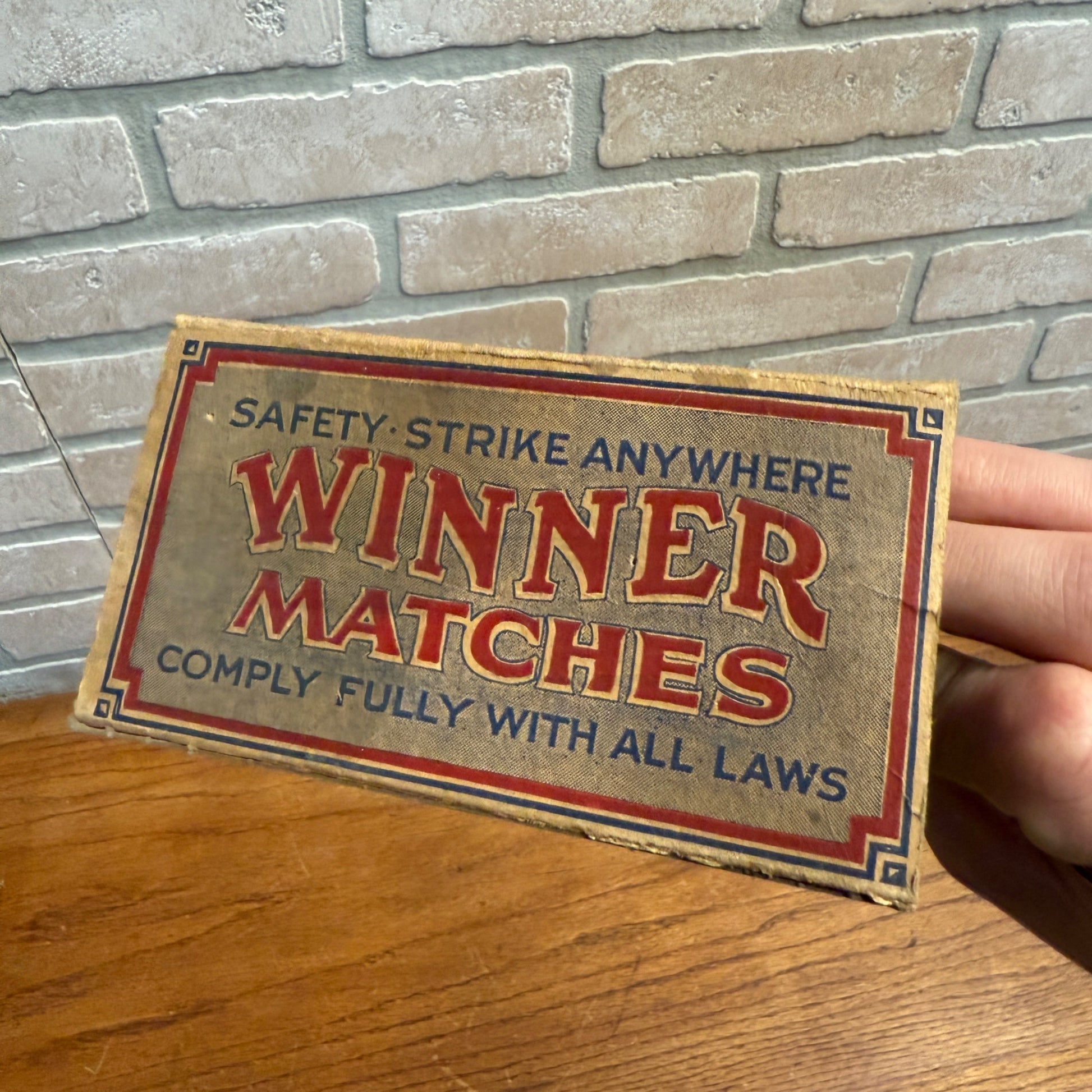 Vintage Winner Matches Advertising Match Box w/ Matches Grocery Decor