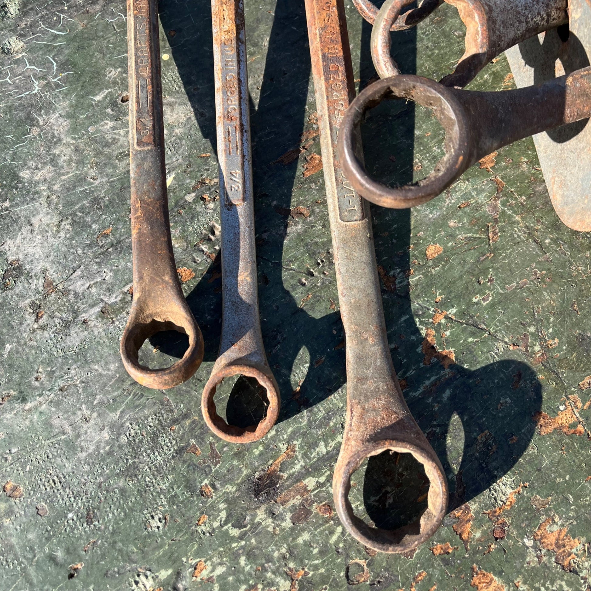 Vintage 1950's Craftsman Slot Wall Mount Wrench Tool Holder Display Rack W/ Wrenches