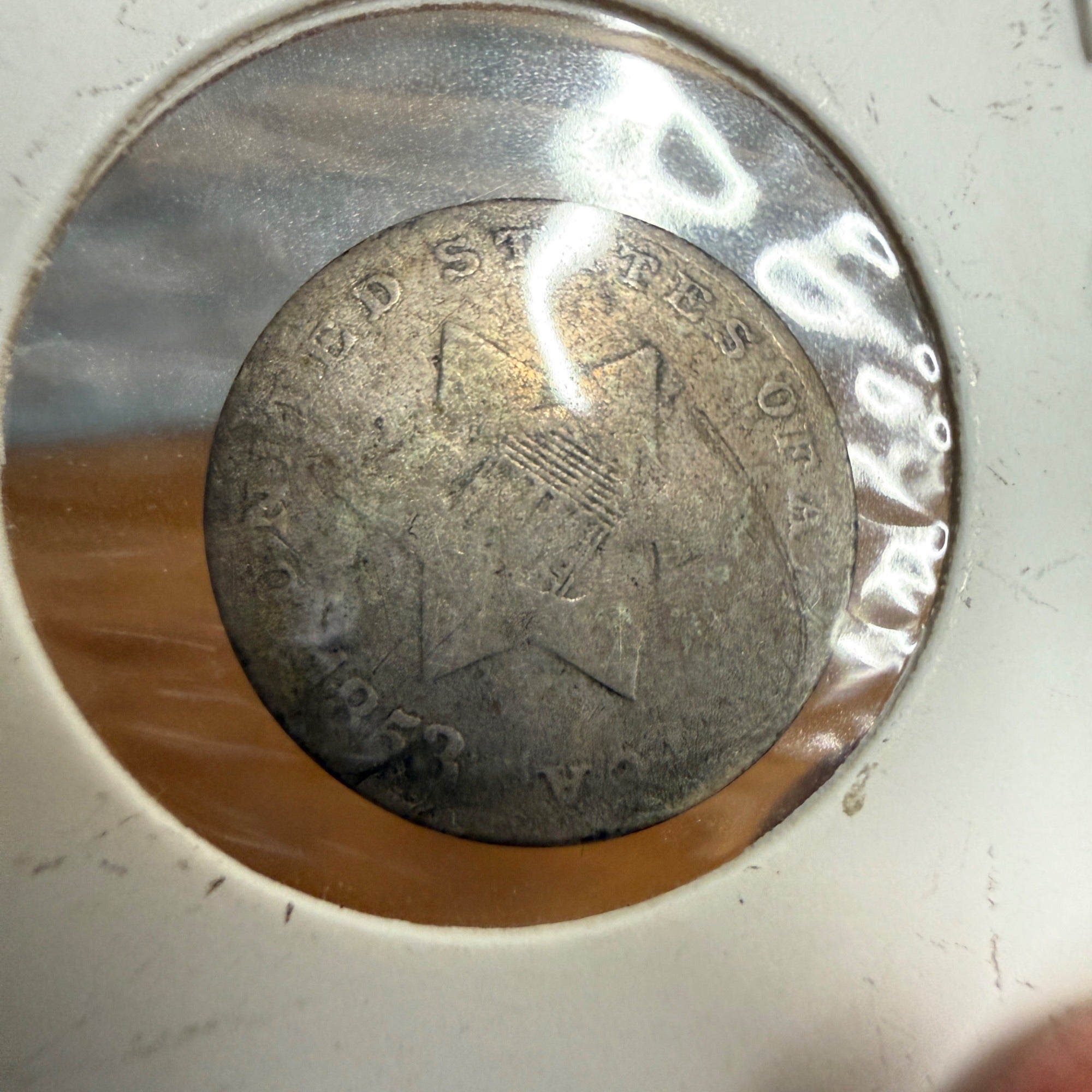 1853 Silver 3-Cent III Piece United States Silver Coin Circulated