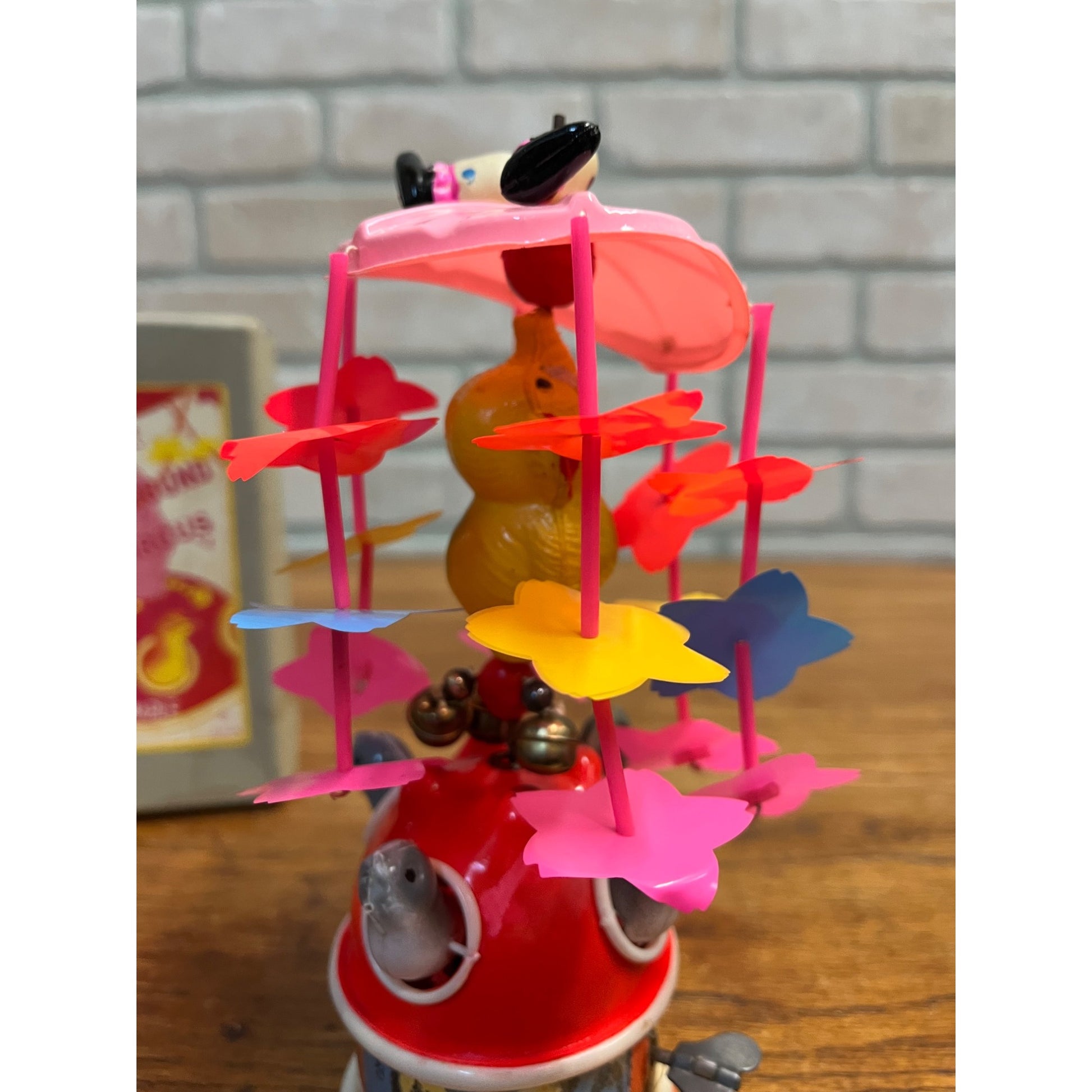 Vintage 1930s Japan Celluloid Windup Toy Merry Go Round Circus w/ Box - Works