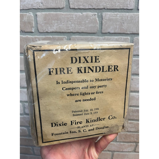 Vintage 1920s Dixie Fire Kindler Co. Fire Starter Full Box Hunting Camping Fishing