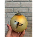 Vintage Midwest Kugel Green Dragonfly Blown Heavy Glass Christmas Ornament 4”