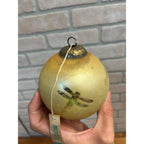 Vintage Midwest Kugel Green Dragonfly Blown Heavy Glass Christmas Ornament 4”