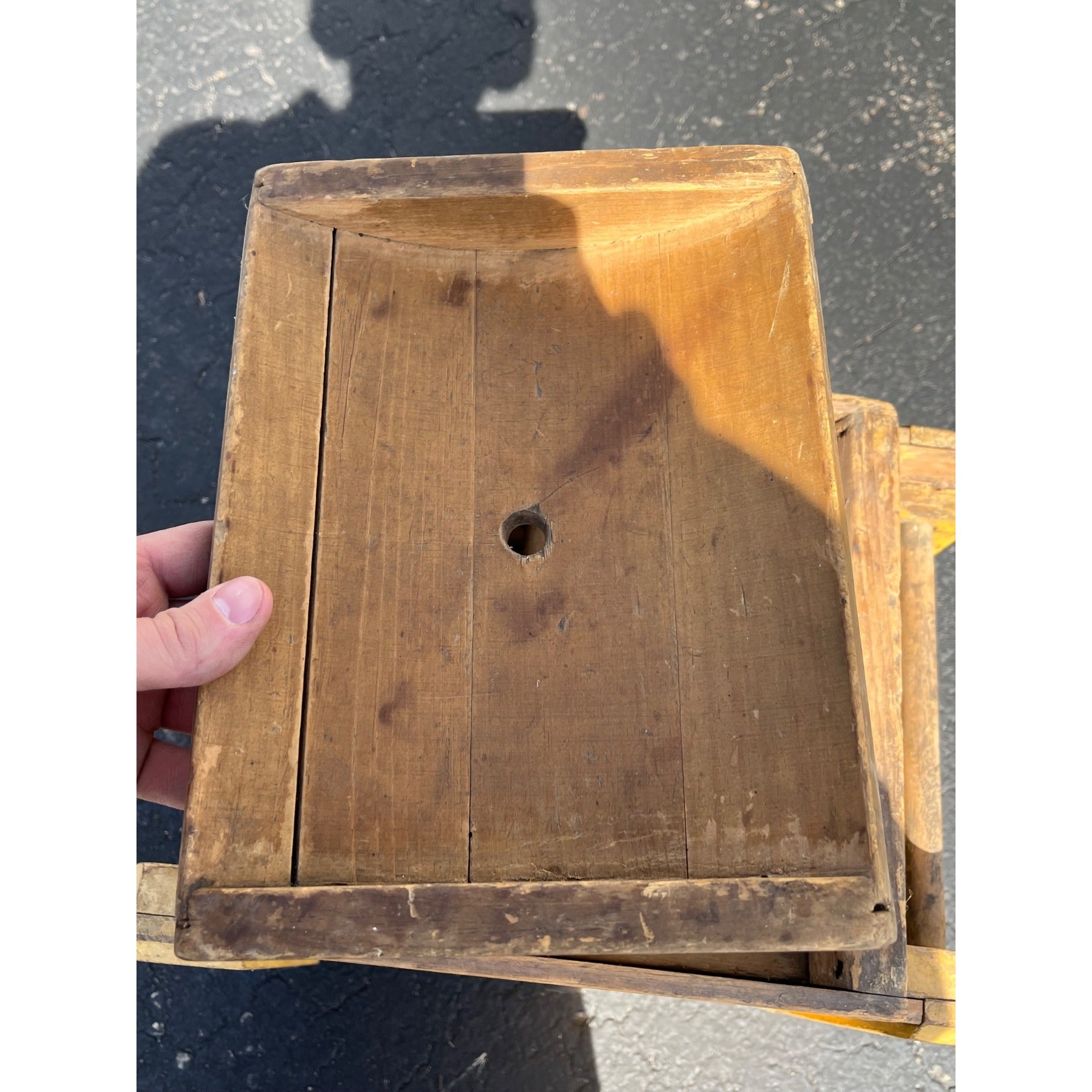 Antique Primitive Lightning 1 Butter Churn Mustard Yellow Paint Porter Blanchard