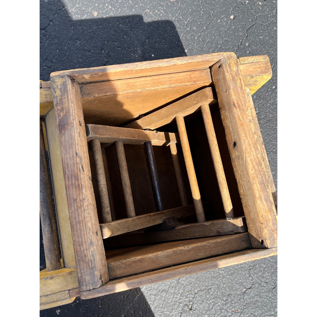 Antique Primitive Lightning 1 Butter Churn Mustard Yellow Paint Porter Blanchard