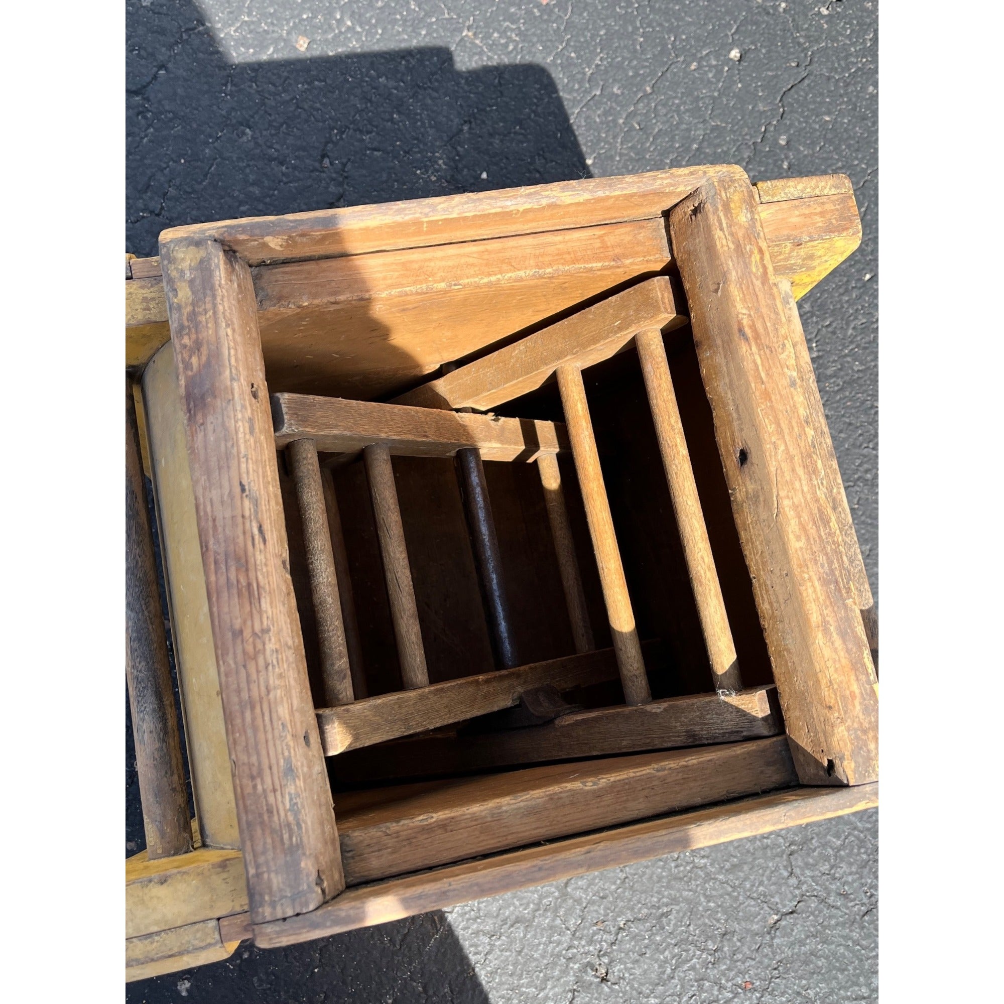 Antique Primitive Lightning 1 Butter Churn Mustard Yellow Paint Porter Blanchard