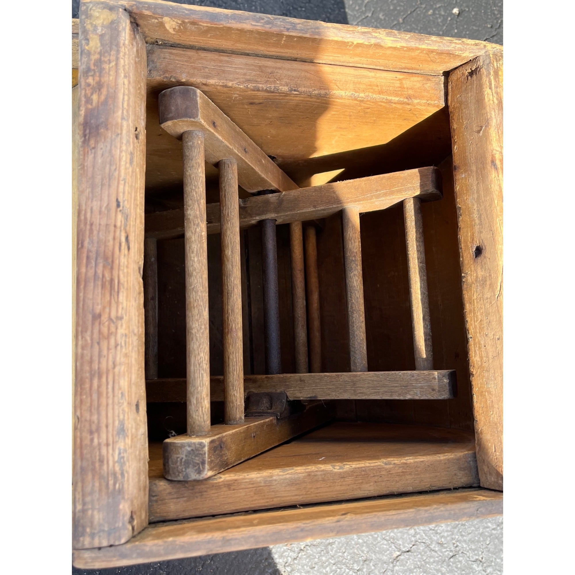 Antique Primitive Lightning 1 Butter Churn Mustard Yellow Paint Porter Blanchard