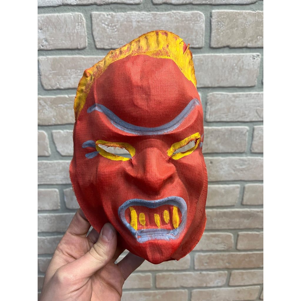 Vintage 1940s Halloween Child's Devil Satan Red Costume Mask - Cheesecloth Gauze