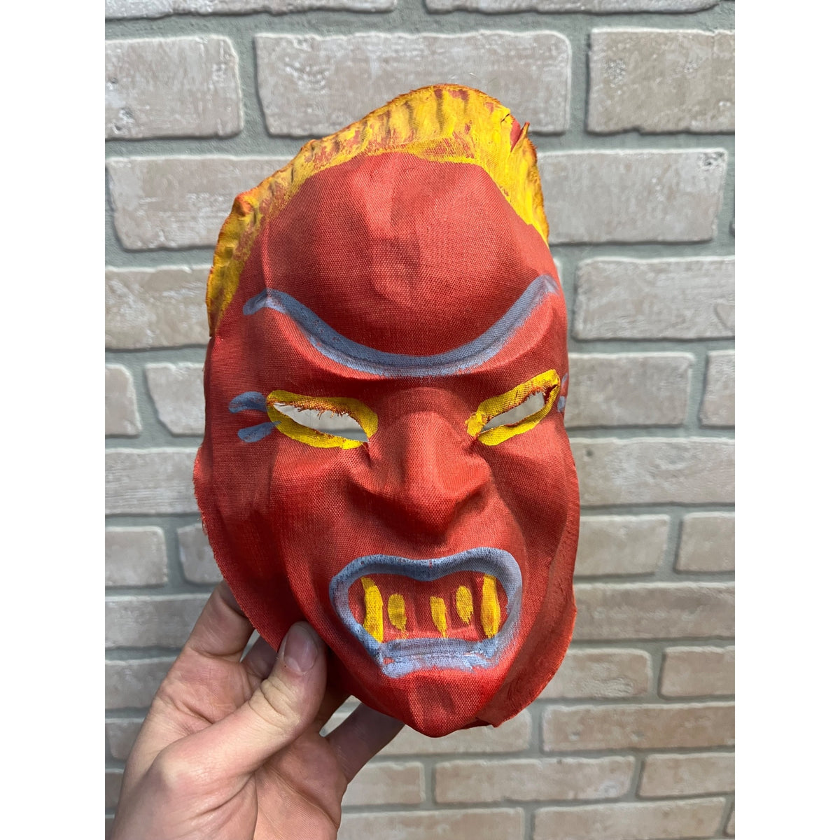 Vintage 1940s Halloween Child's Devil Satan Red Costume Mask - Cheesecloth Gauze
