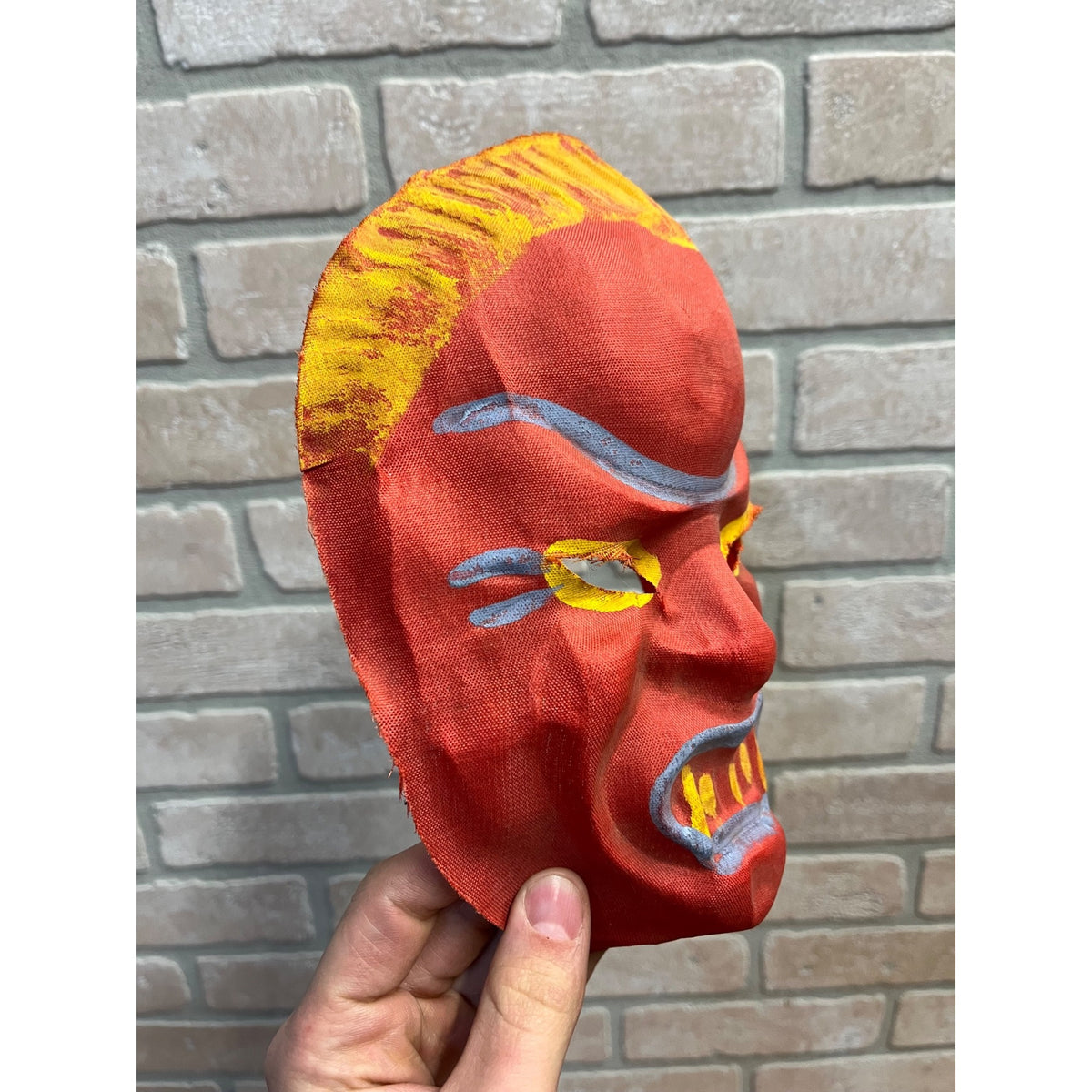 Vintage 1940s Halloween Child's Devil Satan Red Costume Mask - Cheesecloth Gauze