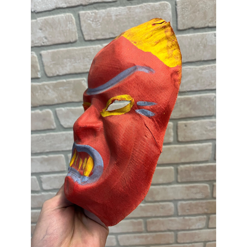Vintage 1940s Halloween Child's Devil Satan Red Costume Mask - Cheesecloth Gauze