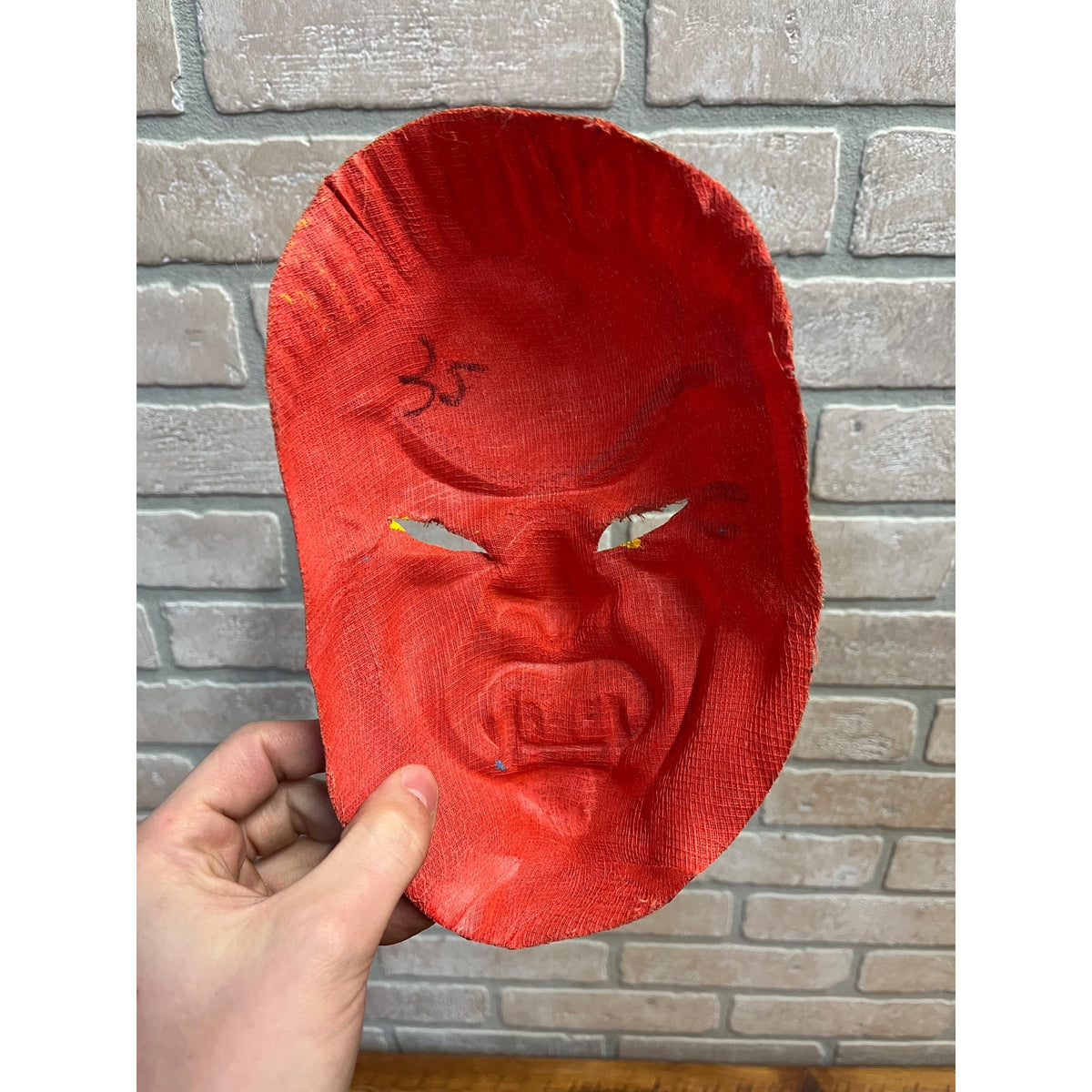 Vintage 1940s Halloween Child's Devil Satan Red Costume Mask - Cheesecloth Gauze