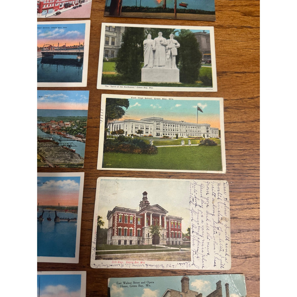 Vintage Lot (27) Green Bay Wisconsin Postcards RPPC Street Scenes Banks Hotels ++