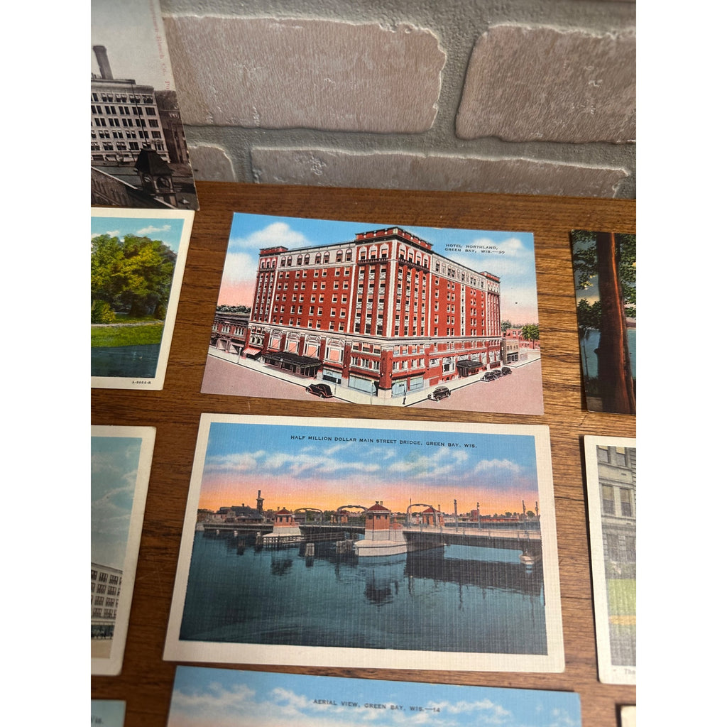Vintage Lot (27) Green Bay Wisconsin Postcards RPPC Street Scenes Banks Hotels ++
