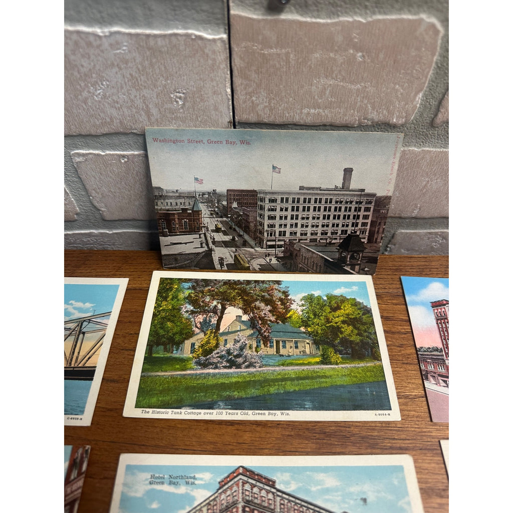 Vintage Lot (27) Green Bay Wisconsin Postcards RPPC Street Scenes Banks Hotels ++