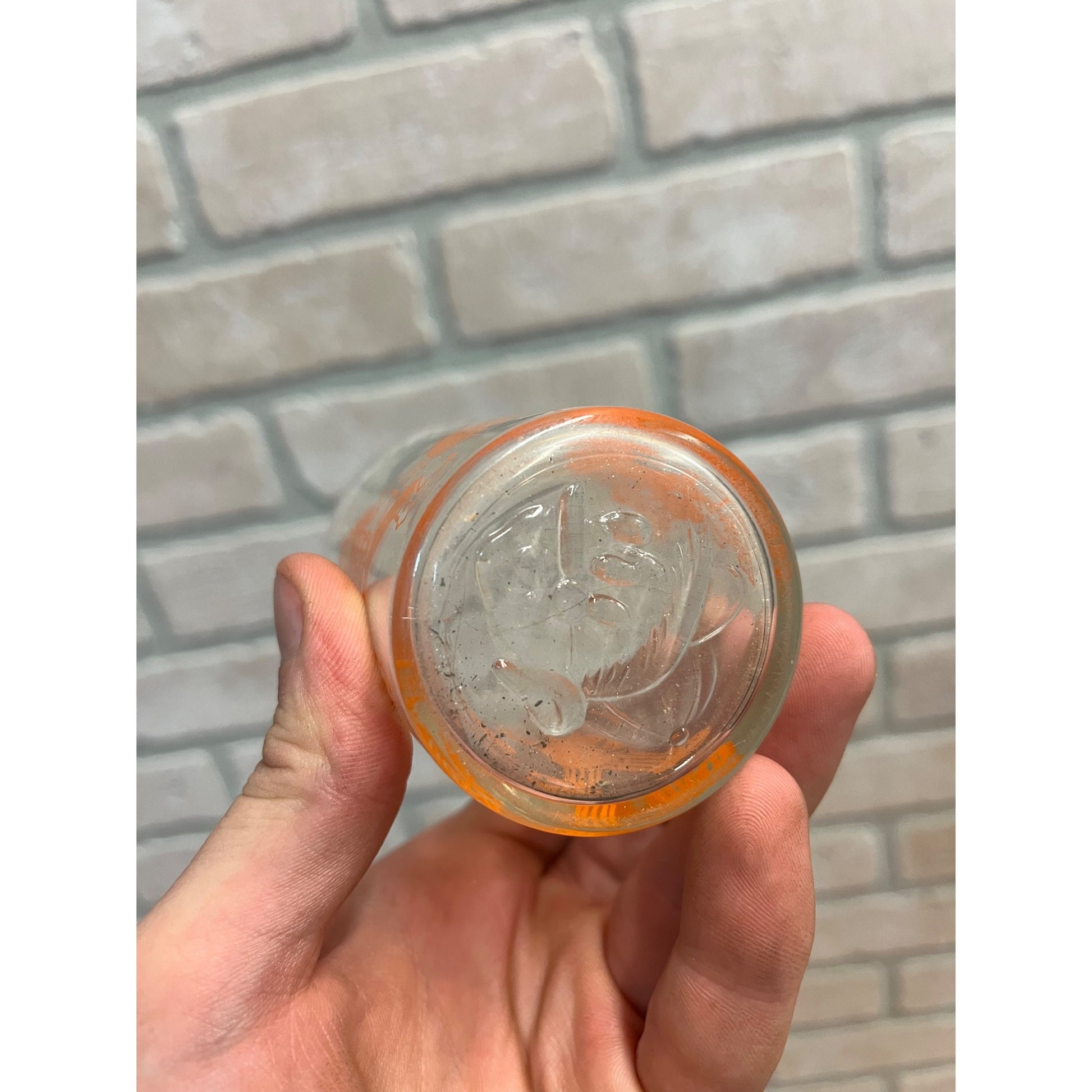 Vintage 1953 Little Welch’s Juice Glass Howdy Doody Orange 4"