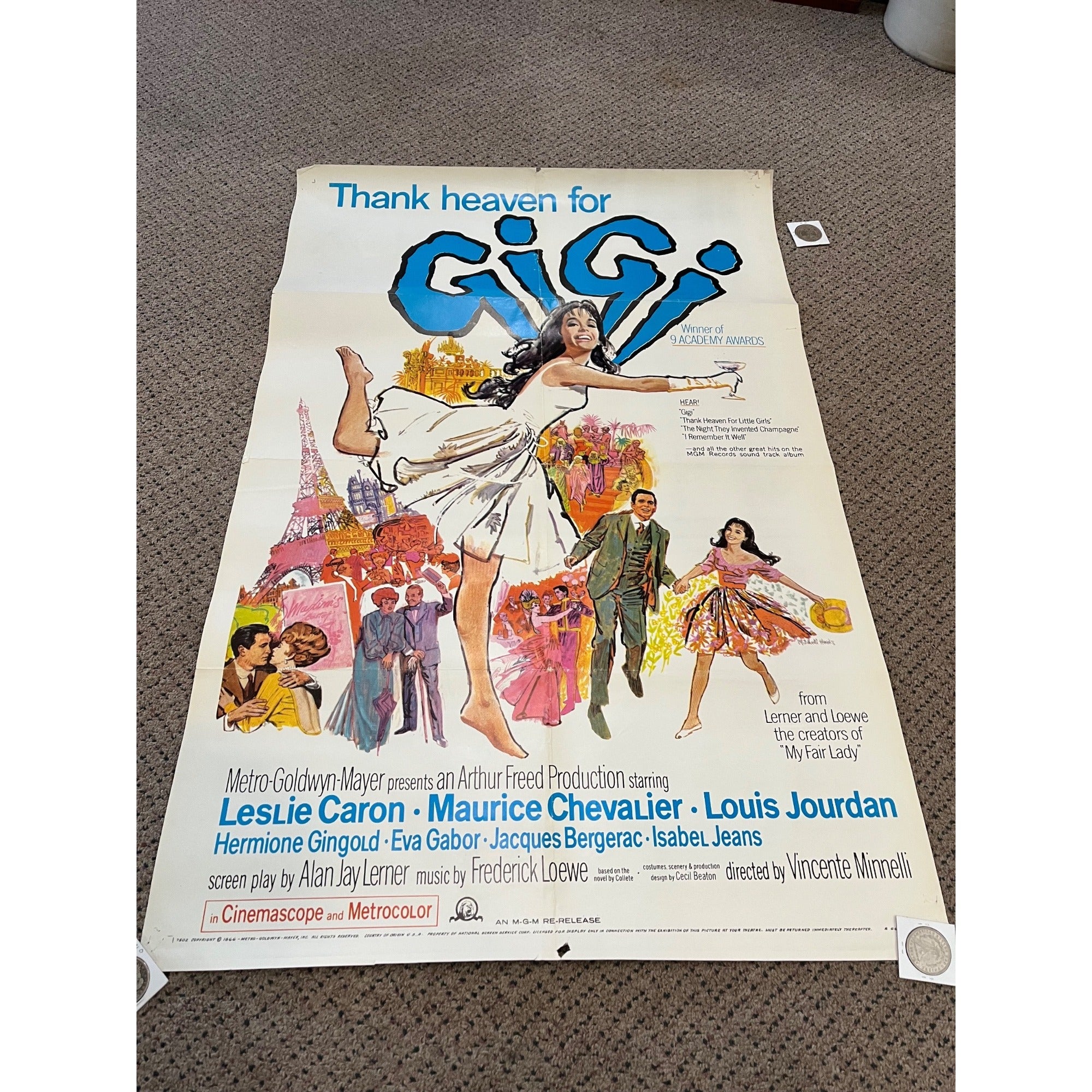 Vintage 1966 Thank Heaven for Little Girls Gigi Musical Broadway Poster Original