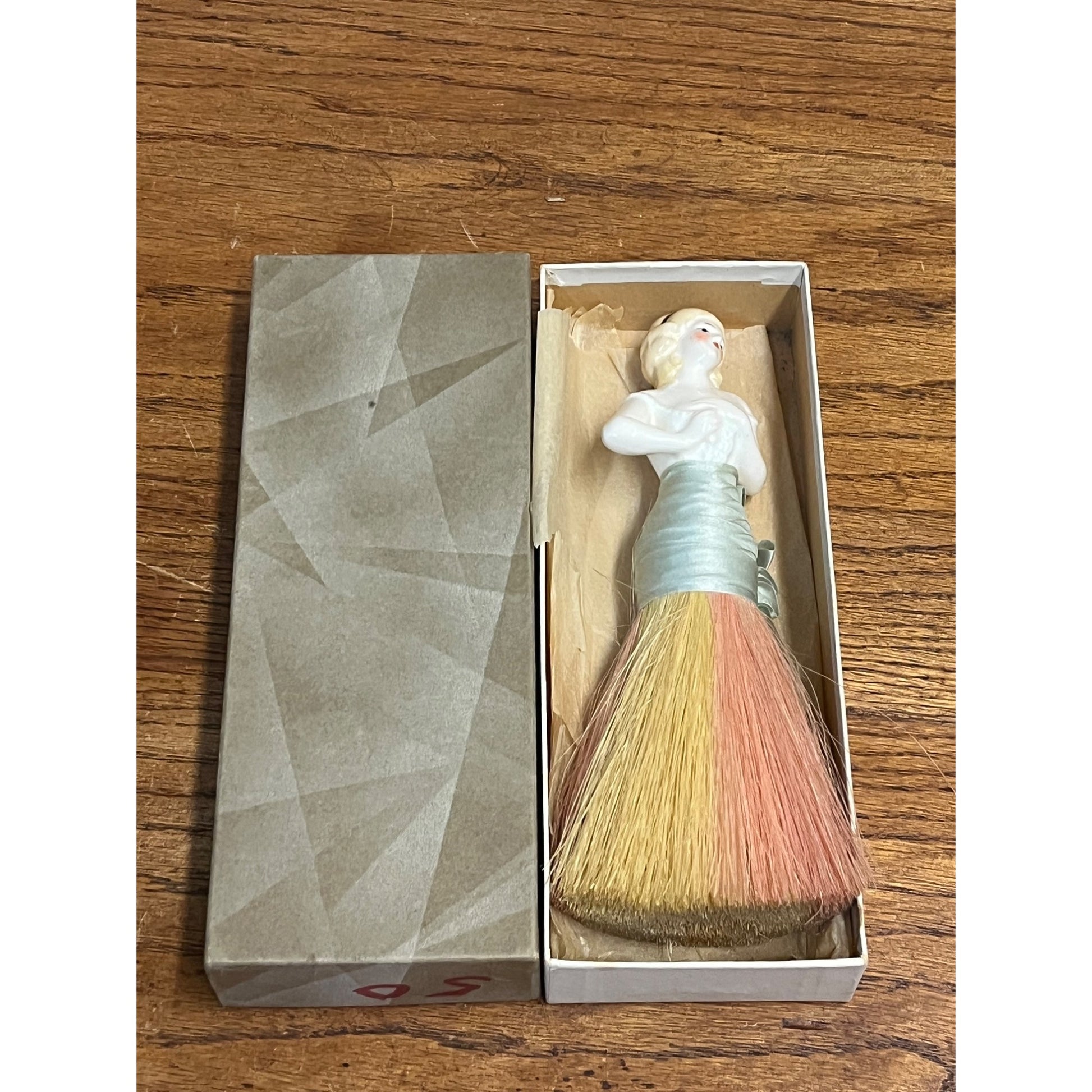 Antique Art Deco Porcelain Half Doll Whisk Broom Vanity Brush German 1920's