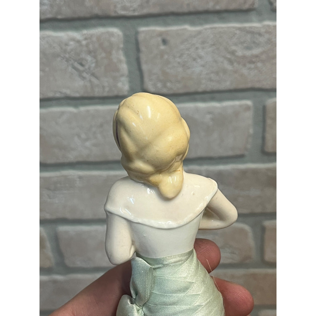 Antique Art Deco Porcelain Half Doll Whisk Broom Vanity Brush German 1920's