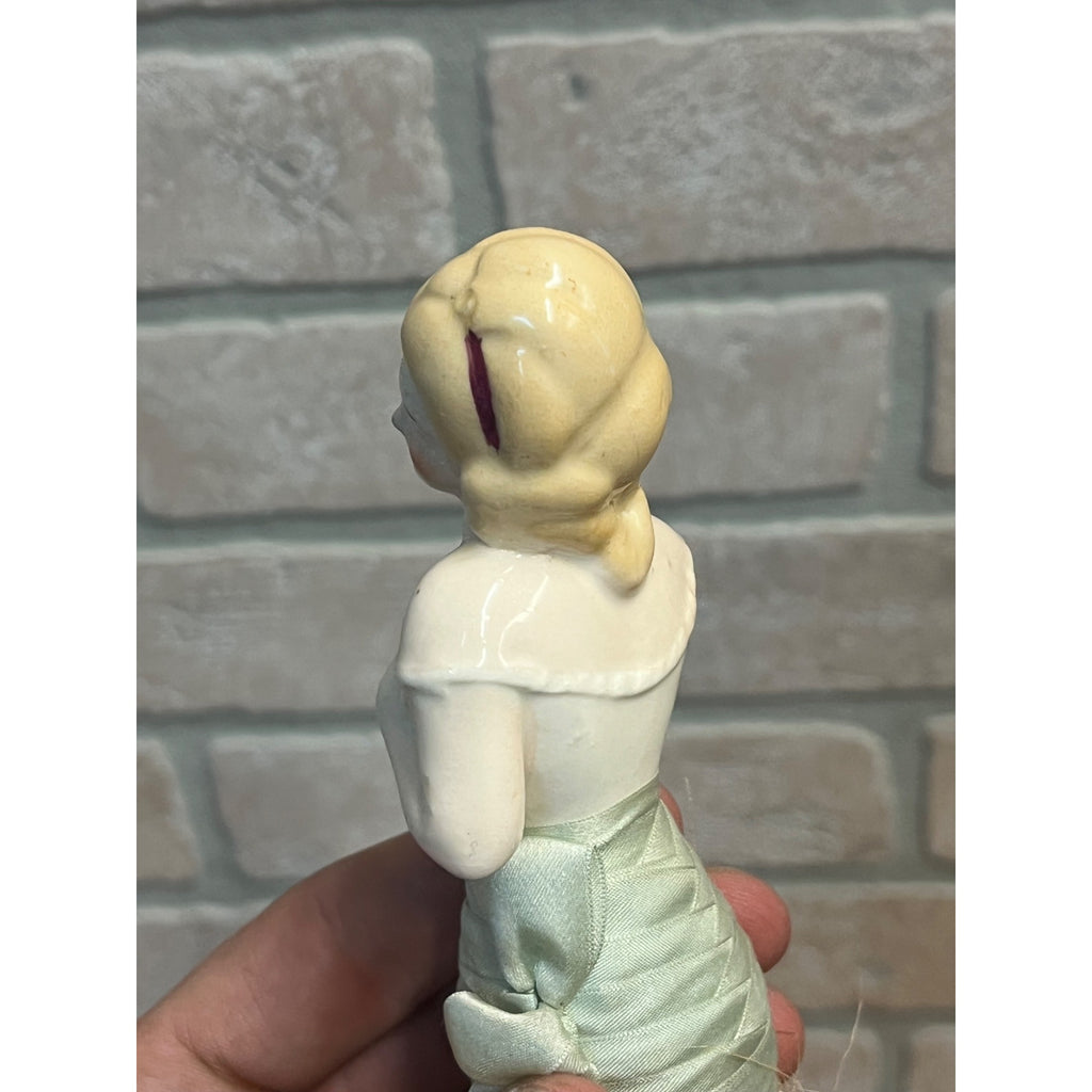 Antique Art Deco Porcelain Half Doll Whisk Broom Vanity Brush German 1920's