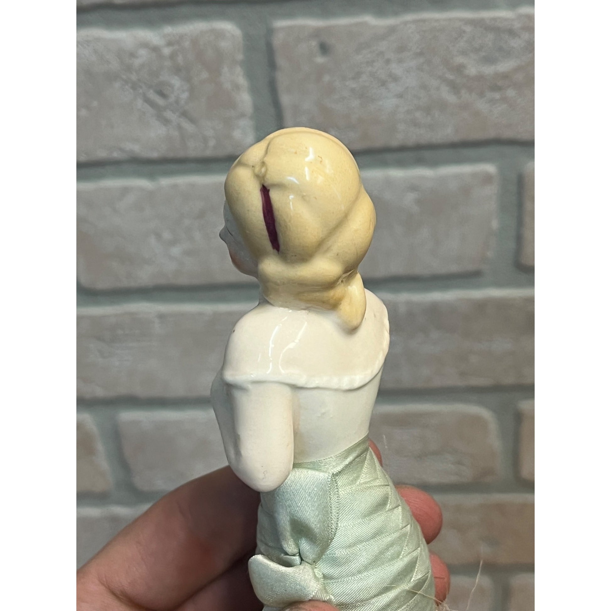 Antique Art Deco Porcelain Half Doll Whisk Broom Vanity Brush German 1920's