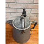 Antique Primitive Farmhouse Gray Graniteware Enamelware LARGE Cowboy Coffee Pot