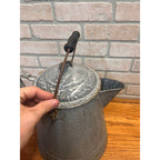 Antique Primitive Farmhouse Gray Graniteware Enamelware LARGE Cowboy Coffee Pot