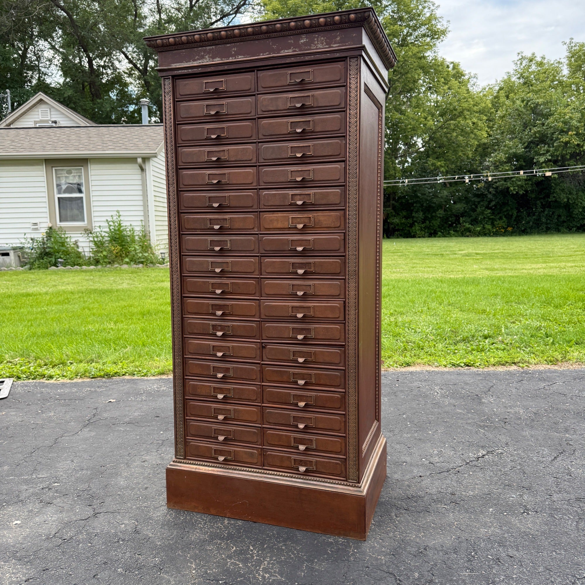 Antique 1890s Courthouse Document File Cabinet Industrial Metal Ornate