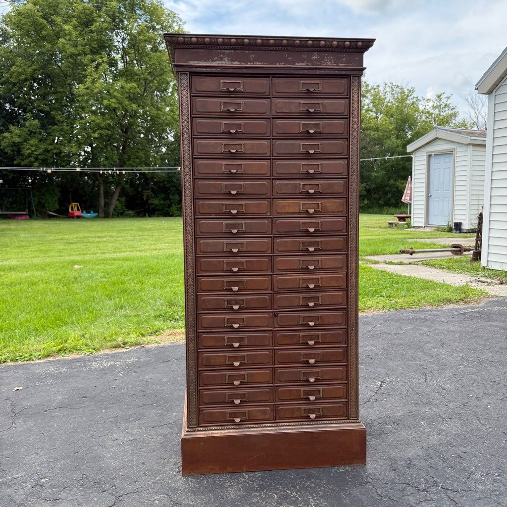 Antique 1890s Courthouse Document File Cabinet Industrial Metal Ornate