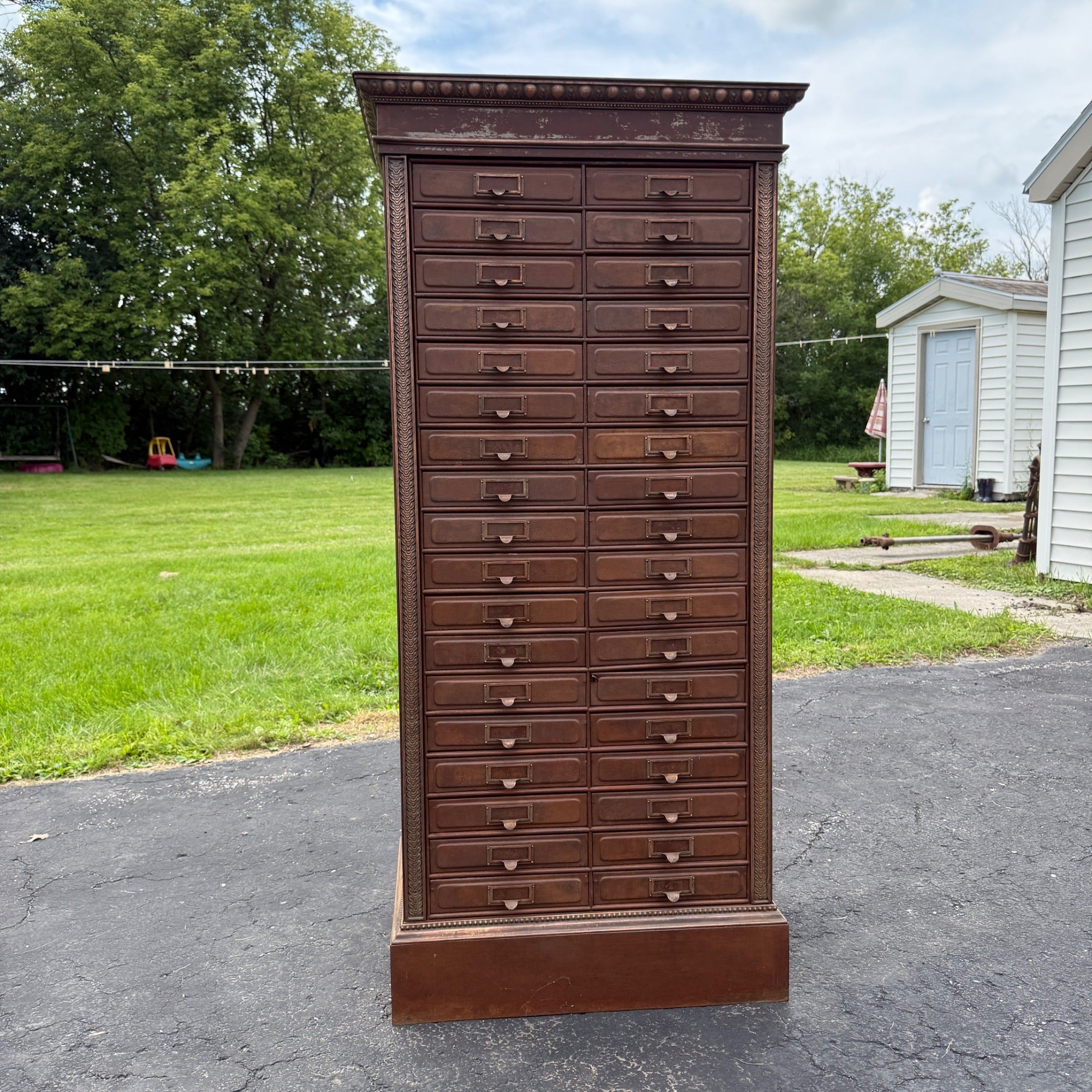 Antique 1890s Courthouse Document File Cabinet Industrial Metal Ornate