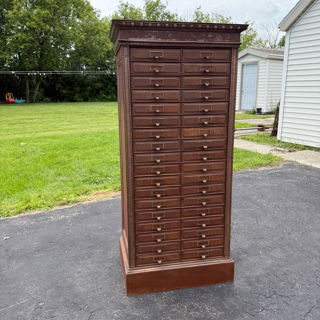 Antique 1890s Courthouse Document File Cabinet Industrial Metal Ornate