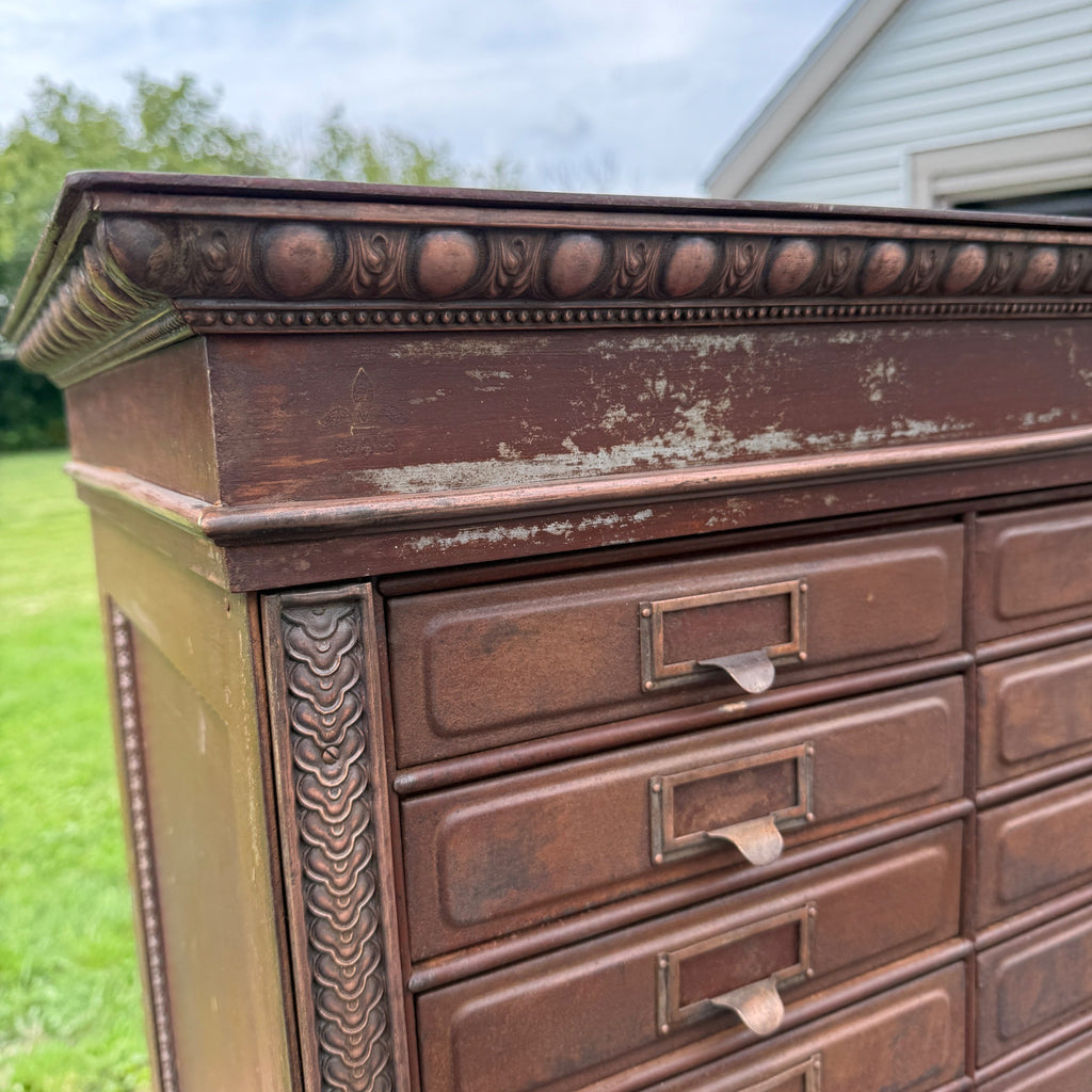 Antique 1890s Courthouse Document File Cabinet Industrial Metal Ornate