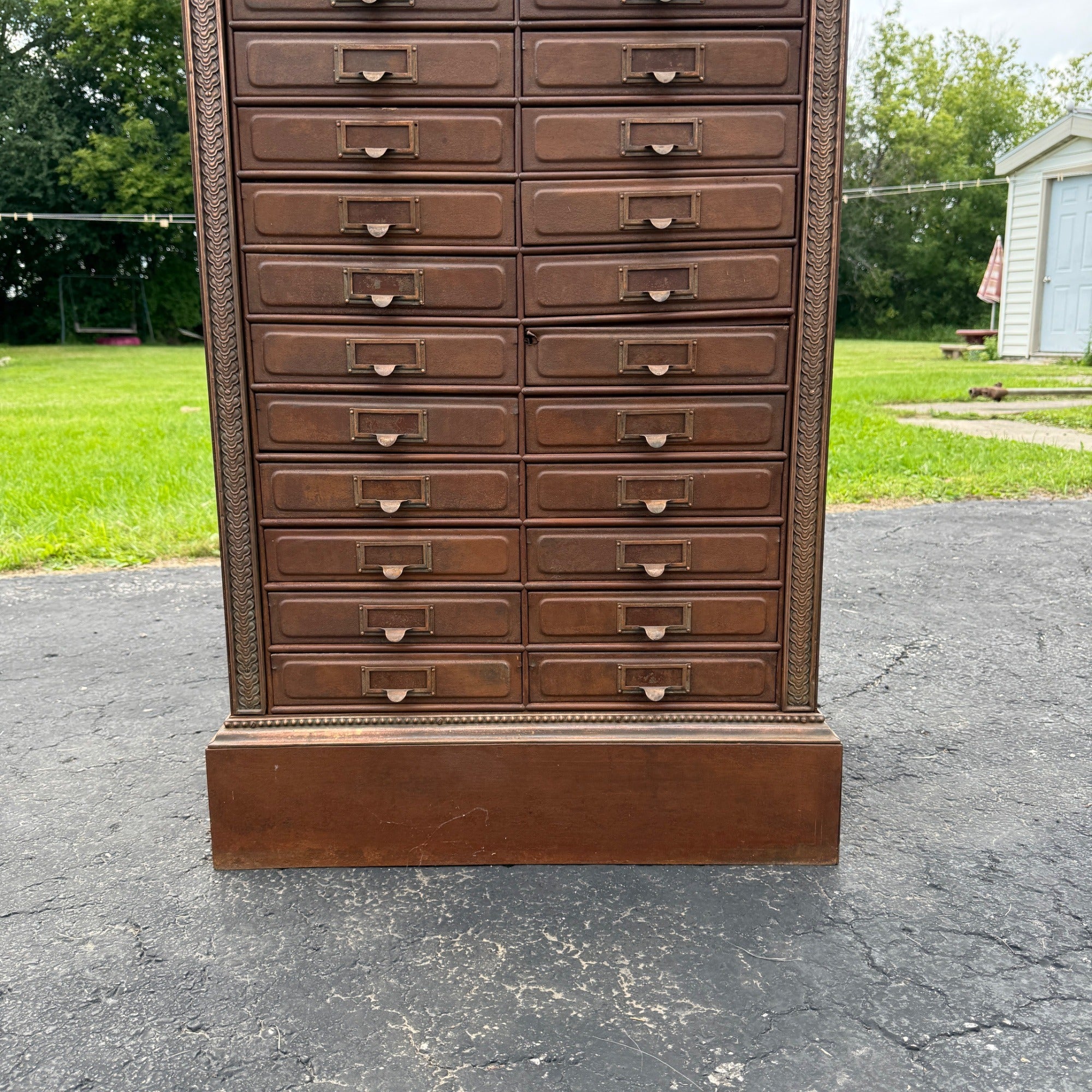 Antique 1890s Courthouse Document File Cabinet Industrial Metal Ornate