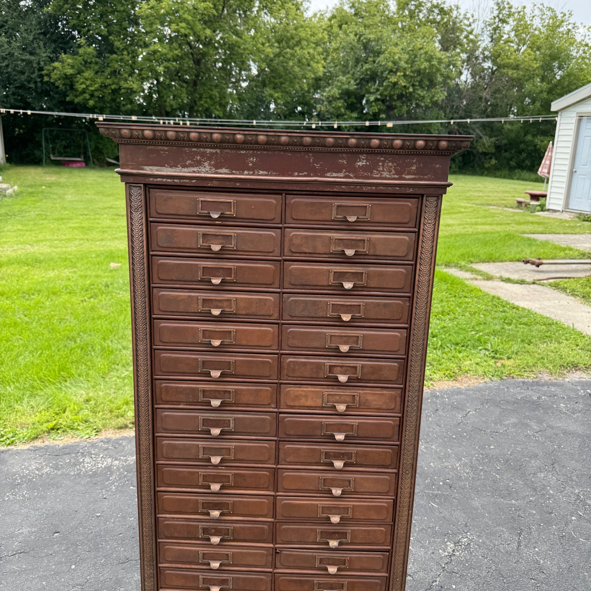Antique 1890s Courthouse Document File Cabinet Industrial Metal Ornate