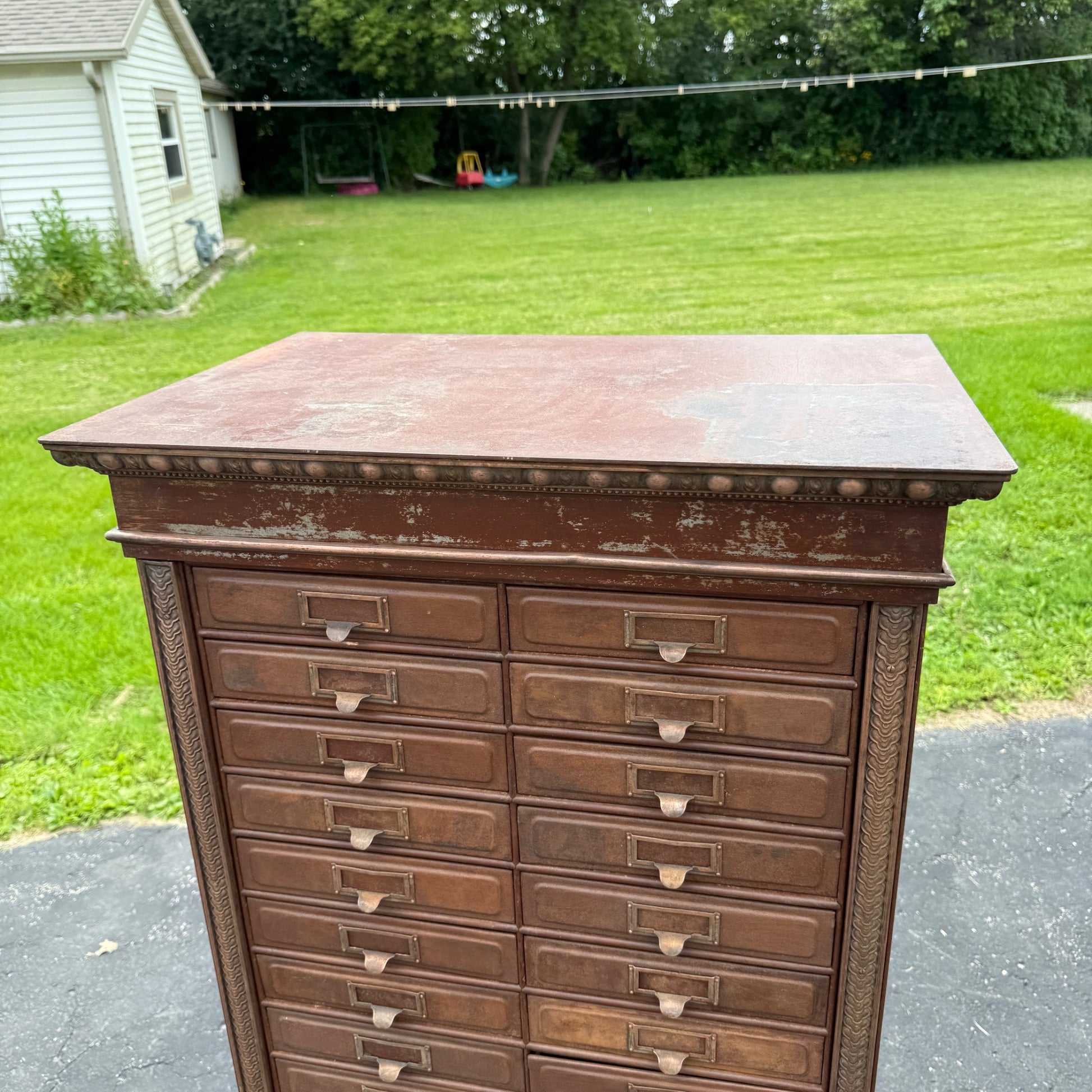 Antique 1890s Courthouse Document File Cabinet Industrial Metal Ornate