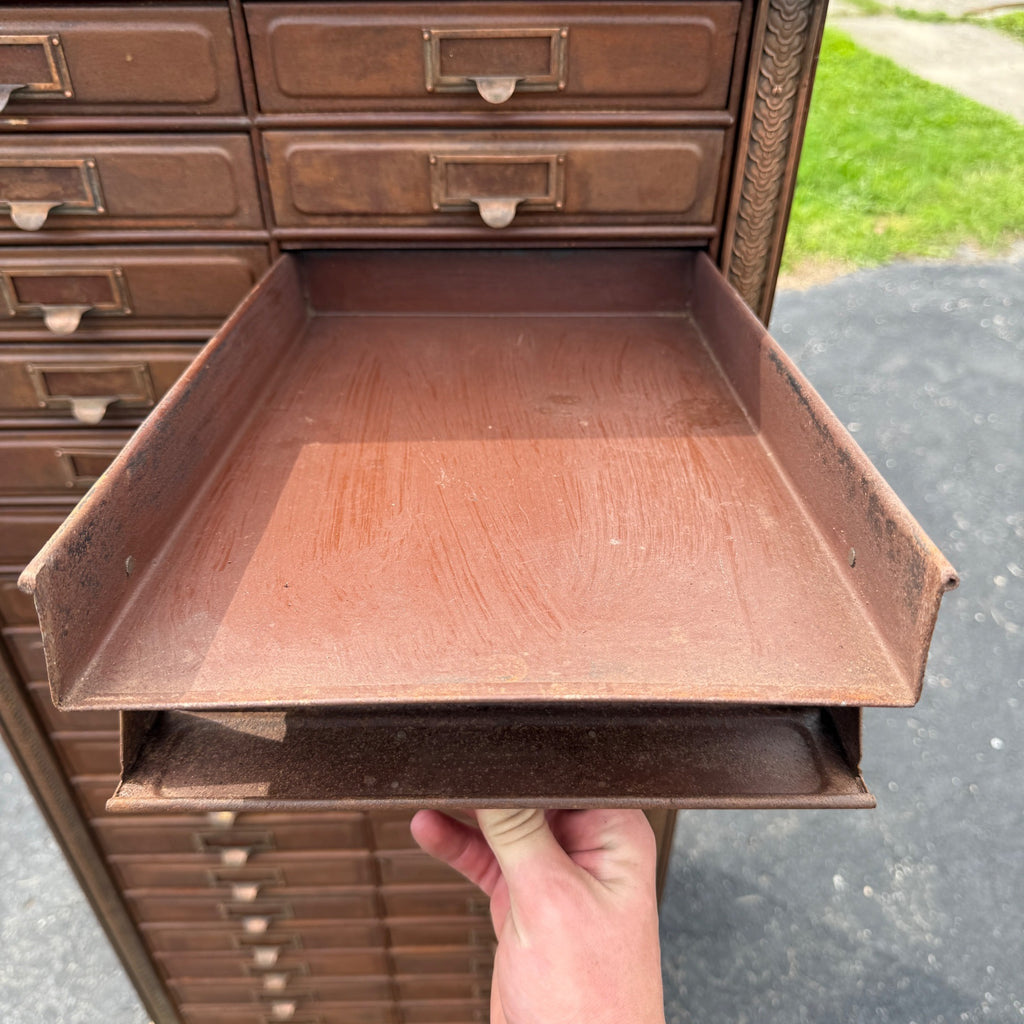 Antique 1890s Courthouse Document File Cabinet Industrial Metal Ornate