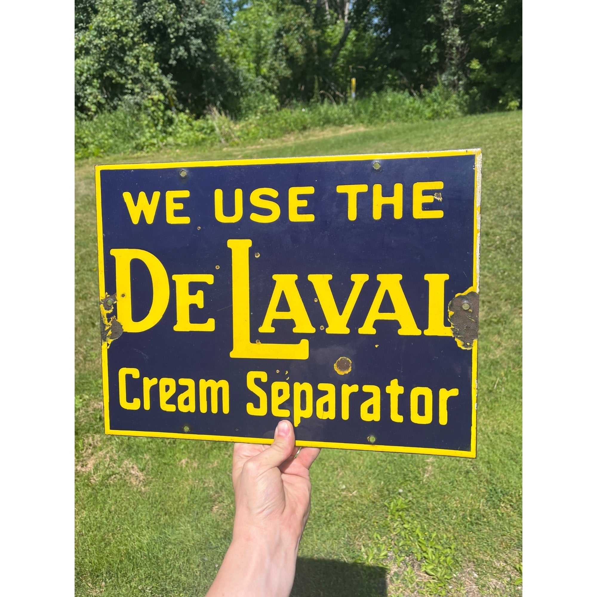 Vintage DeLaval Cream Separator Dairy Farm Advertising Porcelain Sign Original