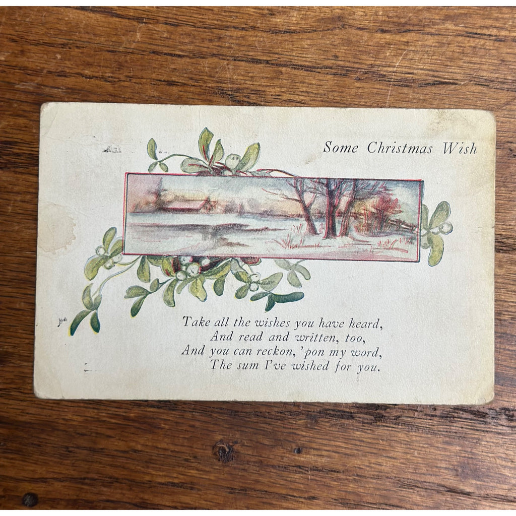 Vintage 1922 Christmas Postcard w/ Christmas Seal Tied American Red Cross