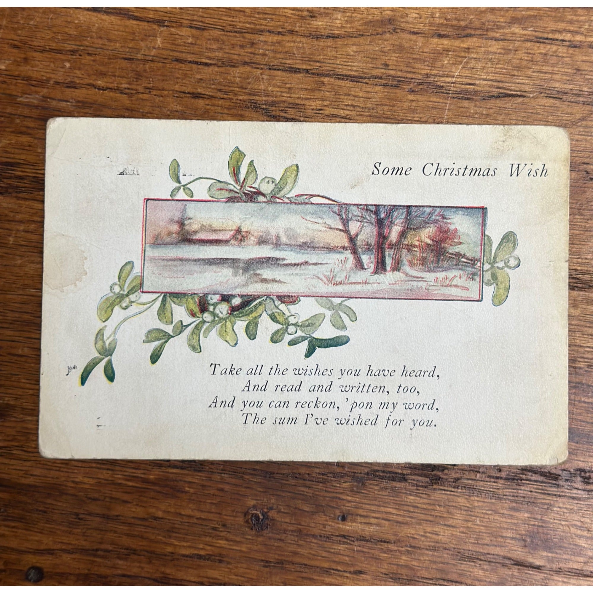 Vintage 1922 Christmas Postcard w/ Christmas Seal Tied American Red Cross