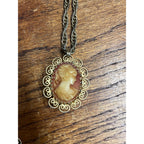 Vintage Andre Rivalle Gold Tone Cameo Watch Pendant Necklace 17 Jewel - Repair