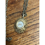 Vintage Andre Rivalle Gold Tone Cameo Watch Pendant Necklace 17 Jewel - Repair
