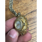 Vintage Andre Rivalle Gold Tone Cameo Watch Pendant Necklace 17 Jewel - Repair