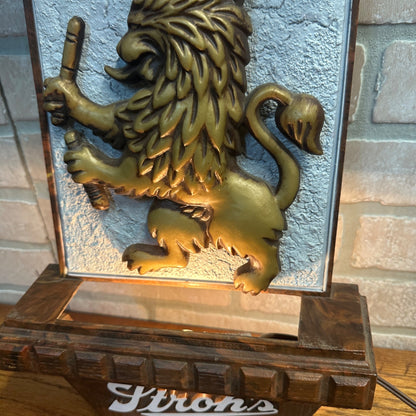 Vintage 1980s Stroh's Beer Lighted Bar Advertising Sign 3D Lion 21" Beer Lover